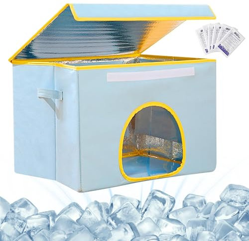 Cooling Dog House, Pet Air Conditioning - Foldable Cat Air Conditioning House - Air Conditioning, 6 Ice Bags, Dog Kennels for Indoor and Outdoor Use, Easy to Ventilate, Easy to Clean and Assemble