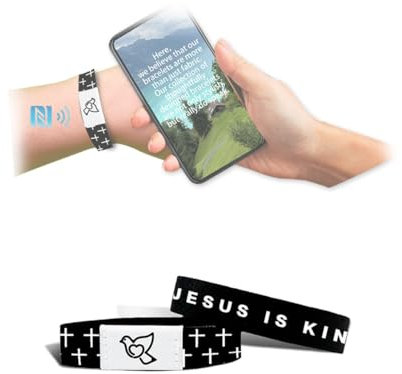 Generisch Daily Bible Verse Bracelet with NFC and Music, Wearable Bible Bracelet,Inspirational Scripture Bracelet,Music Bible Bracelets for Men Women Teens Great Religious Gift