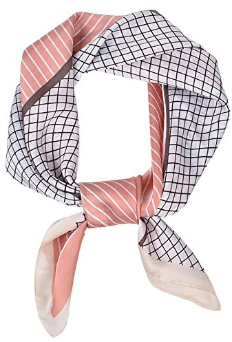 Tuch Damen Schwarz Halstuch Schwarz Damen Schal Seidenähnliches Kopftuch für Damen für modisches Muster, große quadratische Satin-Kopftücher Roter Schal Damen Loop Schal Damen Grau (Pink, One Size)