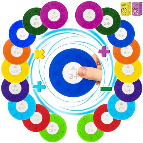 Meetory 18 Stück Mathe Fidget Spinner, Mathematik Lernspielzeug für Kinder, Rechenscheiben Set für Addition und Subtraktion, Lernhilfen für Mathematik (Addition/Multiplizieren)