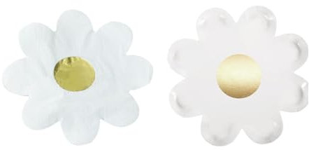 Xiciki 40Pcs Assiettes en Carton en Forme de Marguerite, Assiettes Marguerite avec Papier de Soie Marguerite, Estampage à L'aluminium Papier Assiettes Fleurs Mignonnes pour Anniversaire, Mariage