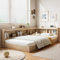 BTM 3FT-90x190cm Single Bed with Storage, Wooden Single Bed Frame, Multifunctional Bed for Adults & Teenagers, White Oak Color (No Mattress)