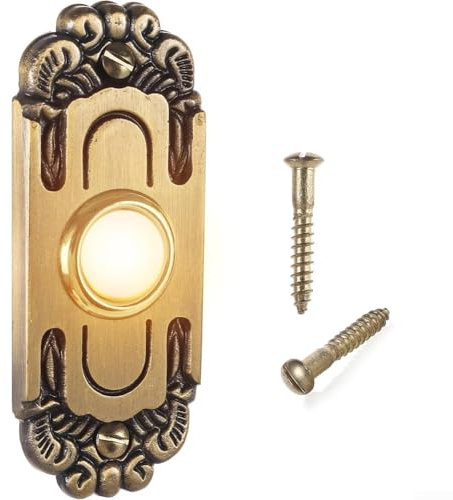 Feeshoppher Doorbell Switch Doorbell European Style Wall Hanging Decoration Antique Brass Finished Doorbell Push Button