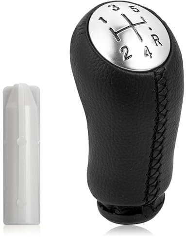 Pomos de Palanca de Cambios 5 Velocidades con Adaptador,Negro Cuero,Pomos Palanca de Cambios para Renault Clio III 2005-09,para Megane 2 Laguna 2 2003-09, para Clio 4 2012-19,para Scénic II 2003-06