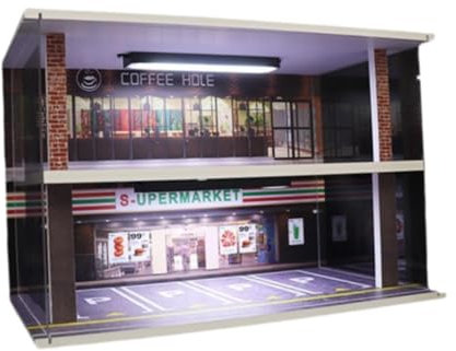 HuadaXtai Vitrine de voiture modèle moulé sous pression 1:32, 2 niveaux avec scène de stationnement de voiture, vitrine de Garage pour véhicule, cadeau