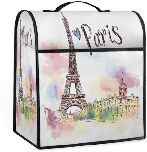 Mexpekil Hand Drawn Paris Eiffel Tower Kitchen Stand Mixer Cover 5-8 Quart with Pockets Dust-Proof Food Coffee Maker Blender Appliance Covers