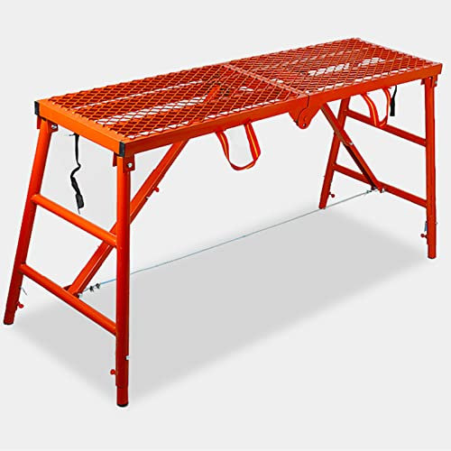 XCHSXYL Tragbares, zusammenklappbares Gerüst, Arbeitsplattform, Turmleiter, Hocker, Bank, höhenverstellbar, Robustes verzinktes Gerüst für Deckenarbeiten zu Hause und im Ingenieurwesen