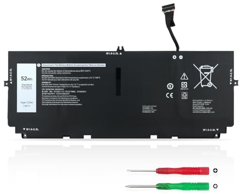 KXRSII 52Wh 722KK Laptop Batteria per Dell XPS 13 9300(2020) XPS 13 9310(2020) XPS 13 9380(2020) P117G P117G002 P117G001 Series 0WN0N0 WN0N0 02XXFW 2XXFW FP86V 7.6V 6800mAh