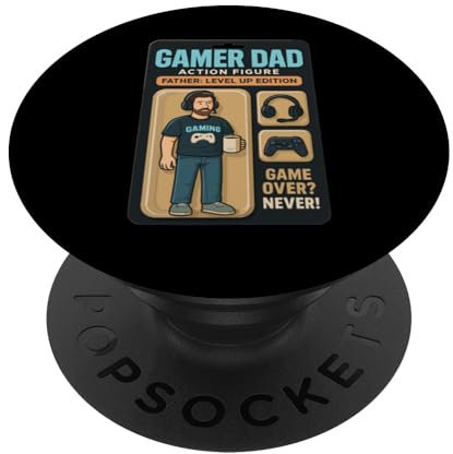 Meme Gamer Dad Action Figure con caffè e controller PopSockets PopGrip Adesivo