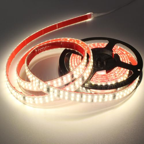 pcning 2M Bande LED Adhesif Etanche Double Rangee 220V avec Interrupteur Blanc 4000K, Bandeau LED Recoupable Exterieur IP65 Etanche 2 Metres 220 Volt 2835 240 LED/M Lumiere (Blanc, 2M)