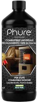 PHURE 1° COMBUSTIBILE UNIVERSALE DA RISCALDAMENTO 100% DA GAS NATURALE, COMBUSTIBILE LIQUIDO PER QUALSIASI STUFA. COMBUSTIBILE UNIVERSALE PER RISCALDAMENTO, COMBUSTIBILE INODORE, NATURALE, 1 LITRO