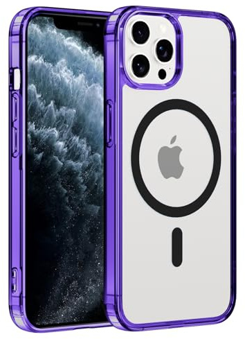 Coiwxmoi Custodia per iPhone 11 Pro Cover Compatibile con MagSafe, Custodia TPU Morbida Trasparente con Anello Magnetico, Anti-Impressioni Digitali Backcover, Anti-Scivolo Anti-Urto Case, Viola