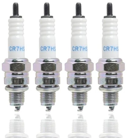 4 Stück Zündkerze 4549 CR7HSA für Motorroller, Mof, Entstört für Verbesserte Motorleistung und Effiziente Zündung