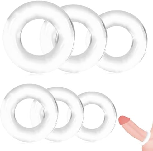GNALIA Juego De 12 Cock Rings De Silicona Transparentes Para Hombres, 6 Tamaños Con 1.3-2.5Cm De Diámetro, Para Una Erección Fuerte