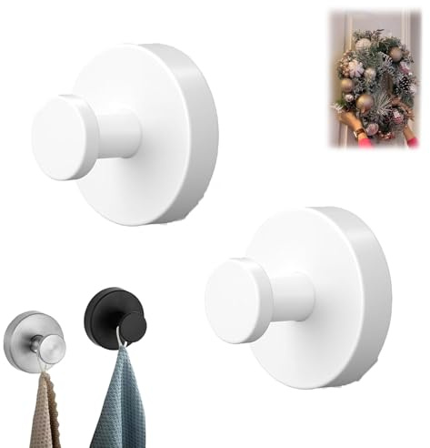 Donubiiu Saugnapfhaken, 2026 Upgrade Haken Saugnapf Extra Stark, Handtuchhalter Selbstklebende Haken Wandhaken, Belastbar 8kg Ohne Bohren, für Badezimmer Küche Wand Glas (2 x Weiß)