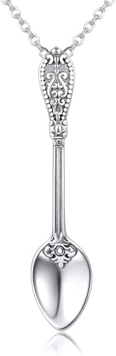 HUKKUN Spoon Necklace Sterling Silver Teaspoon Jewelry Vintage Gifts for Women