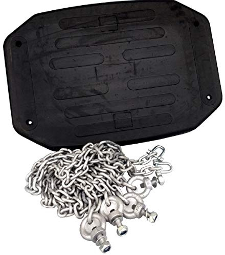 Verstärkter Schaukelsitz mit Ketten Extra Breit 44x30 cm – Gummi Sitz Schwarz mit Metallverstärkung, Feuerverzinkte Ketten 205 cm, inkl. Schäkel & Sicherheitskette – bis 300 cm Schaukelgestell