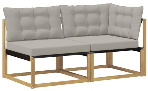 vidaXL Sectional Sofa Einheiten mit Kissen Weiß 162,5 x 83 x 73 cm, Akazienholz Lounge Set, Moderne Gartenmöbel, wetterfestes Design, perfekt für Balkon und Entspannung