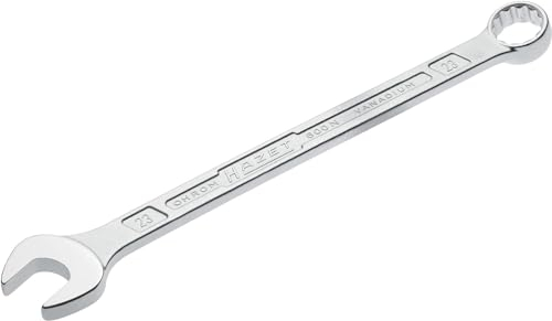 HAZET: Llave combinada 600N-23 cromada I Cabeza de llave combinada acodada 15 grados - Salida: hexágono doble externo, ancho de llave: 23 mm, eje con perfil HAZET doble T extra robusto.