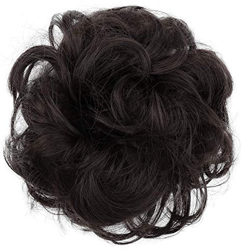CAISHA Haarteil Haargummi Hochsteckfrisuren Brautfrisuren Voluminös Gelockt Unordentlich Dutt Kunstfaser DM15cm Dunkelbraun G3A