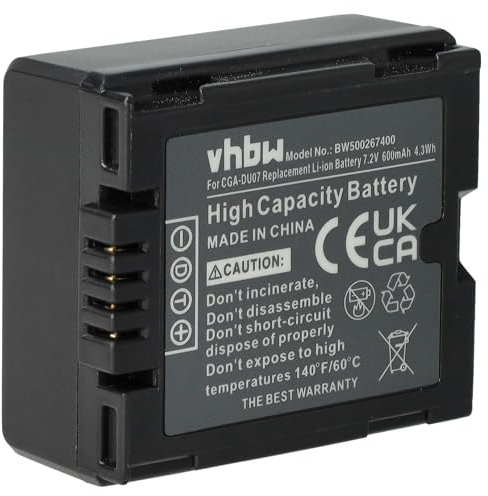vhbw Battery compatible with Hitachi DZ-MV350A, DZ-MV350E, DZ-MV380A, DZ-MV380E, DZ-MV550A Videocamera (600 mAh, 7.2 V, Li-Ion)