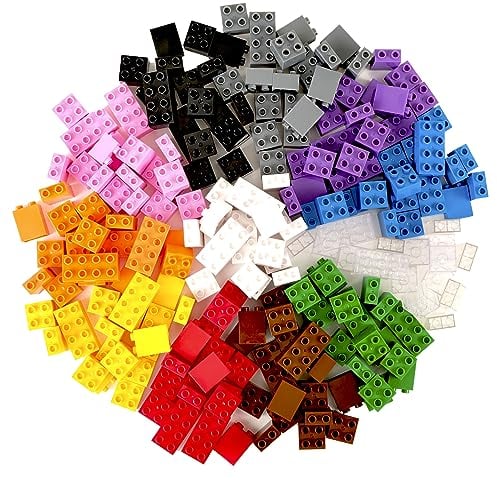 Strictly Briks - Premium-Bausteine - kompatibel mit großen Bausteinen Aller führenden Marken - nur für Steine mit großen Noppen geeignet -204 Stück - Blau, Grün, Rot, Gelb, Schwarz, Braun und mehr