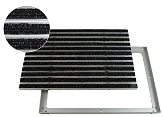 EMCO Eingangsmatte DIPLOMAT Rips anthrazit 22mm + ALU Rahmen Fußmatte Türmatte Schuhabstreifer, Größe:750 x 500 mm