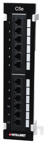 'Intellinet Port Cat5e Patch Panel UTP 19 1 HE Panneau de Brassage Mural, 12 Ports, CAT5e, UTP - Schwarz