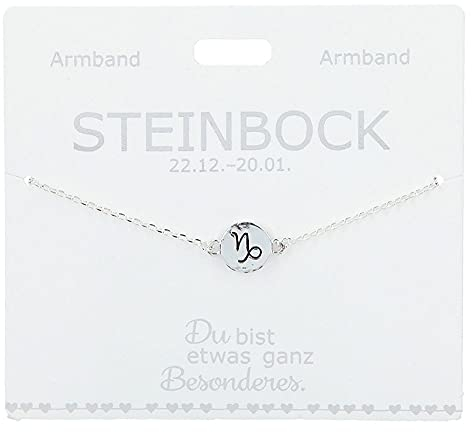 Depesche 4715-037 Armband für Damen mit dem Sternzeichen-Symbol Steinbock als Anhänger, versilbert, variabel in der Länge tragbar (15 - 20 cm), ideal als Geschenk für die Partnerin, (beste) Freundin