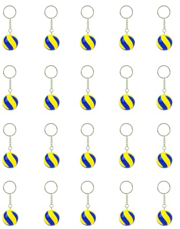 bkstuff Volley-Ball Porte-clés Balle Jaune Bleu Gadgets Sportifs (20 Pièces)