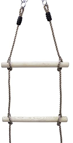 Gartenwelt Riegelsberger Premium Strickleiter für Kinder mit 5 Holzsprossen Länge 200 cm Seilleiter Trittleiter Hängeleiter Turngerät