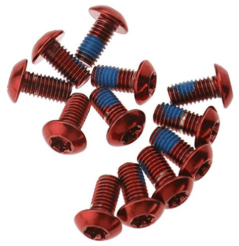 Create idea Boulon de disque Vis fixation disque de frein pour Rotor vélo VTT acier rouge M5 x 10mm 12 PCS