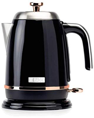 Haden Salcombe Black Kettle - 1.7L Cordless Kettle - Fast Boil 3KW - Stainless Steel with Quiet Operation, Auto Shut-Off, Boil-Dry Protection, Removable Limescale Filter, Ergonomic Handle