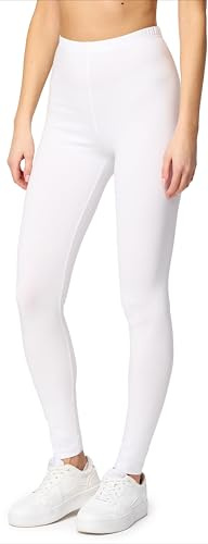 Merry Style Leggings Damen Baumwolle für das ganze Jahr Bequeme Leggings Blickdicht Damen Ideal für Yoga Sport Gym und Freizeit MS10-198 (Weiß, XXL)