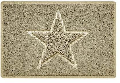 Nicoman Star Shape Embossed Entrance Door Mat Non Slip Dirt Trapper PVC Spaghetti Mat with Rubber Base, Jet Washable Quick Drying Doormat Indoor or Outdoor - (Small, Biege, 60 x 40cm)