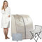 Smartmak Sauna Infrarouge lointain, Ensemble Spa Portable pour Une Personne avec télécommande Heure et température, Coussin Chauffant et Chaise renforcée Pliable (L x l x H) - Beige - 70 x 80 x 95 cm