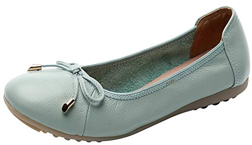 rismart Mujer Bailarinas Plegable Baile Arco Nudo Suave Slip on Plana Zapatos(Azul Claro,39 EU)