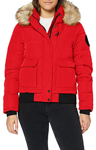 Superdry Everest Bomber Veste, Rouge À Haut Risque, L (Taille Fabricant:14) Femme