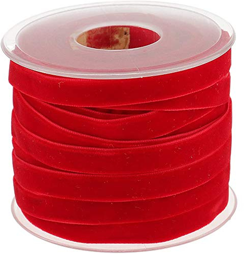 POFET 20 Yard 10mm breite Samtbandrolle für Basteldekoration - Rot