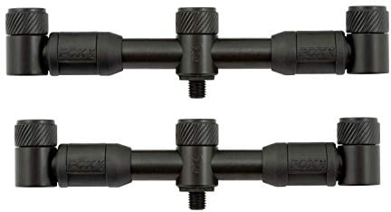 Fox Black Label 3-Rod QR Adjustable (23 & 26cm) - 2 Buzzer Bars zum Karpfenfischen, Rutenständer für Karpfenruten, Rutenhalterung, Buzzerbars für Funkbissanzeiger