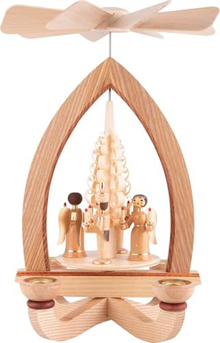 Erzgebirge Palast 1-stöckige Pyramide Engel & Bergmann - Natur - 28 cm