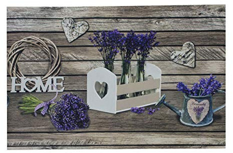 BIANCHERIAWEB Tappeto Passatoia Cucina Antiscivolo Stampa Digitale Disegno Lavanda Legno 50x90 Lavanda
