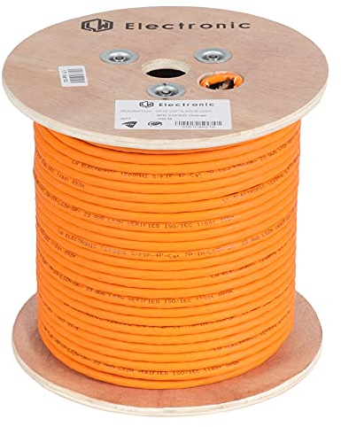 LW Electronic Cable de Instalación Cat7A 100m Gigabit Libre de Halógenos POE BauPVO Blindaje Cable de Red S/FTP PIMF 1200 MHz 4x2xAWG23 LSZH Cableado Cable LAN Cable de Datos Naranja