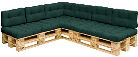 Royal Schneider Palettenkissen Set Palettensofa Palettenpolster Sitzkissen Rückenkissen 120x80cm, 10er Set, 500-31 Flaschengrün