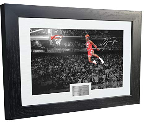 Kitbags & Lockers Autogramm-Foto-Bilderrahmen, 25,4 x 20,3 cm, A4, Nachdruck von Michael Jordan Chicago Bulls, NBA-Basketball-Poster, Geschenk, Slv