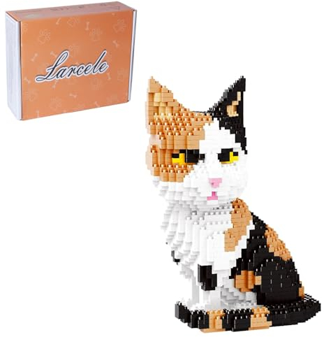 Larcele Set di 1191 micromattoncini da costruzione, mini set di mattoni da costruzione KLJM-05 riutilizzabili (gatto, modello 1979)