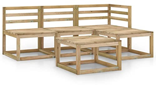 vidaXL Kiefernholz Imprägniert Gartenmöbel 5-TLG. Gartensofa Ecksofa Mittelsofa Fußhocker Tisch Garten Garnitur Sitzgruppe Sofa Lounge Gartenset Grün