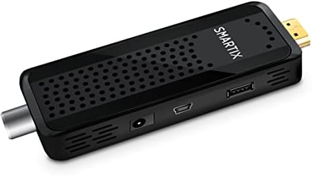 Smartix Atlantis DH12 Decoder TV Digitale Terrestre DVBT e DVBT2 HD STICK, MPEG-2, MPEG-4/H.264, HEVC/H.265 Porta USB IR Estender Telecomando, Nero
