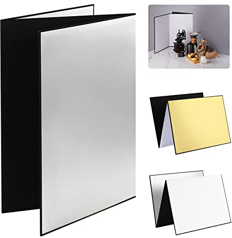 Selens 4 in 1 Light Reflector Photography Cardboard Diffuser 29.7x21cm Folding Board for Product Food Props Jewelry Still Life Shooting Silver/White/Gold/Black A4