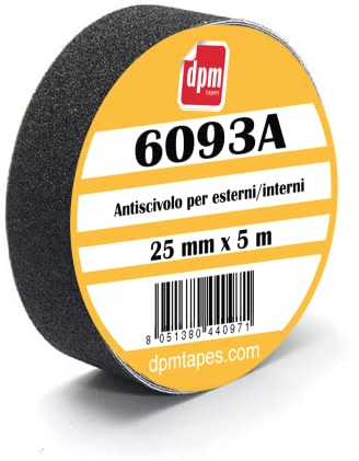 DPM Tapes 6093A - AntiRutsch Klebeband schwarz für den Innen- und Außenbereich – Anti-Fall, rutschfest, rückstandsfrei (25 mm x 5 m)